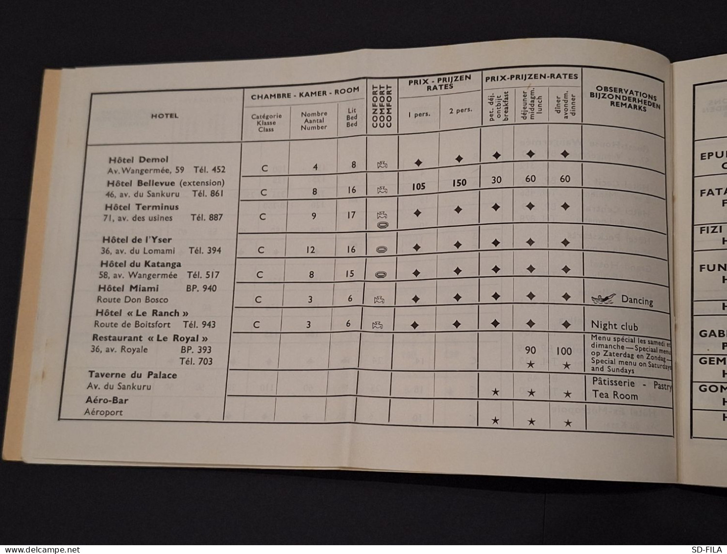 Office du Tourisme du Congo Belge et du Ruanda-Urundi 1953 Guide des Hotels Congo Belge - Officiële Gids Hotels in Kongo