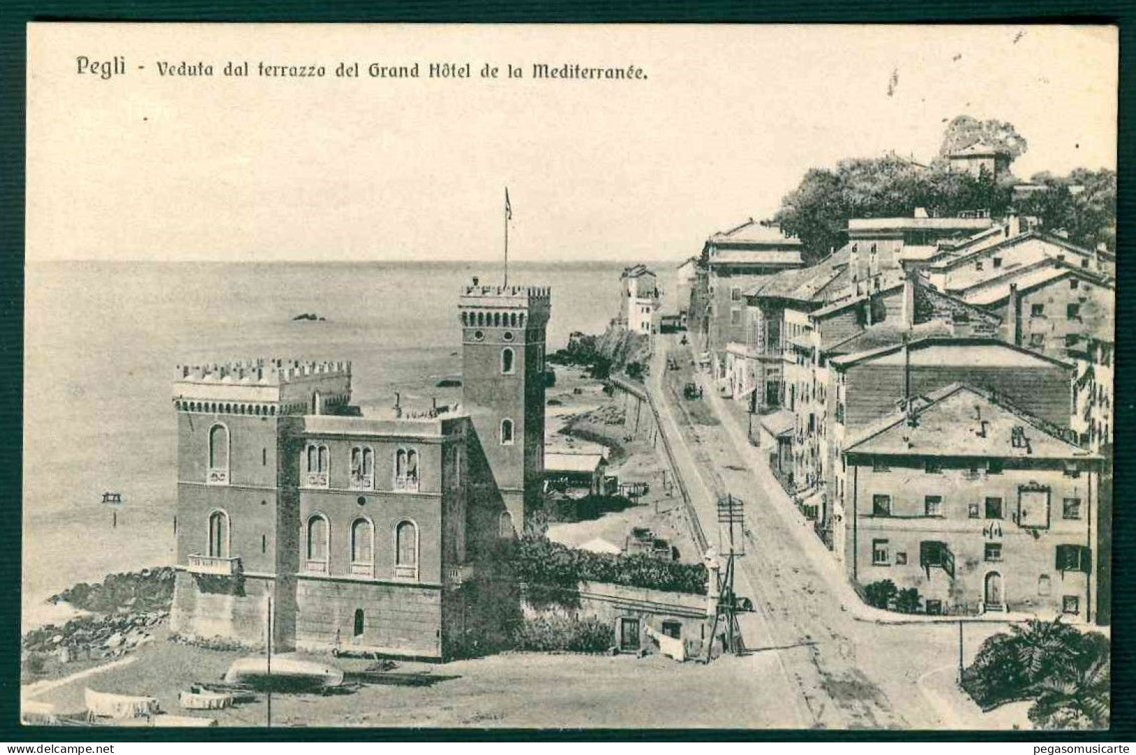 BH007 - PEGLI - VEDUTA DAL TERRAZZO DEL GRAND HOTEL DE LA MEDITERRANEE - GENOVA 1920 CIRCA - Andere & Zonder Classificatie