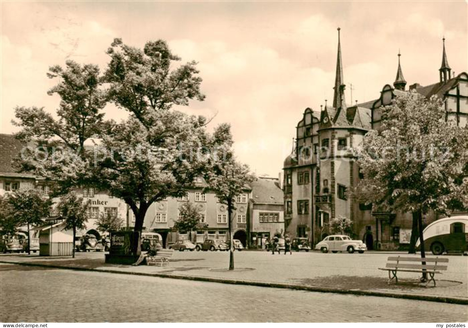 73832063 Saalfeld Saale Markt Mit Rathaus Und Hotel Anker Saalfeld Saale - Saalfeld