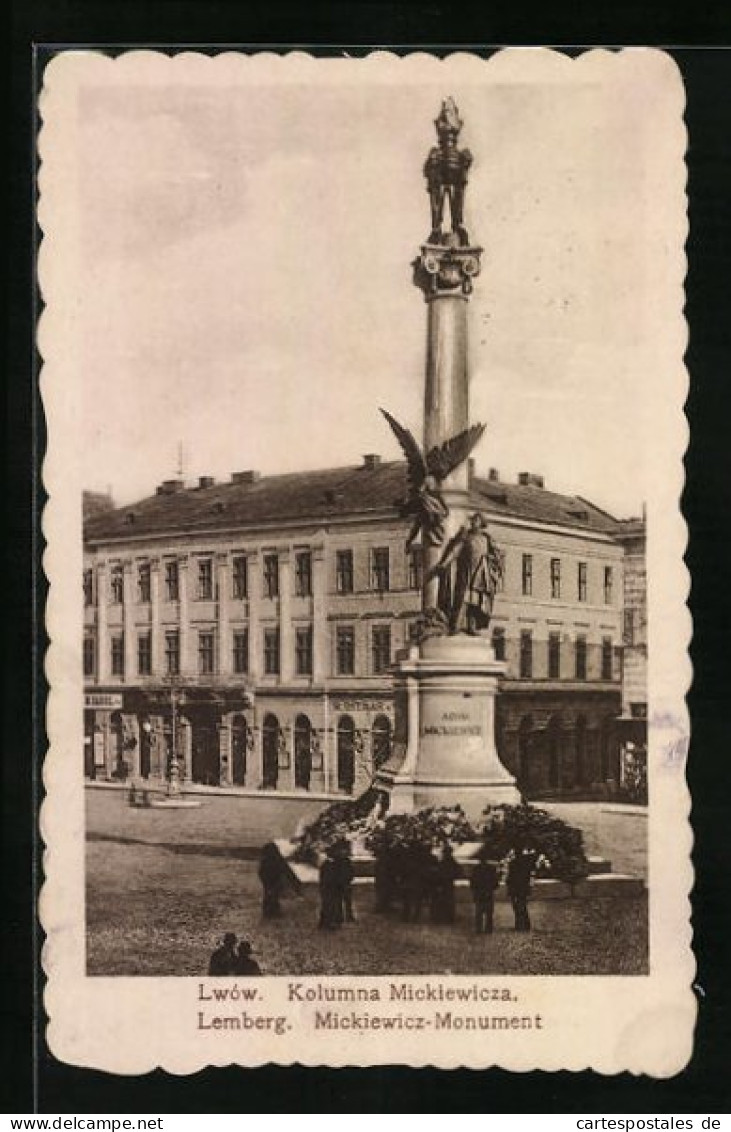 AK Lemberg, Ansicht Des Mickiewicz-Monuments  - Ukraine