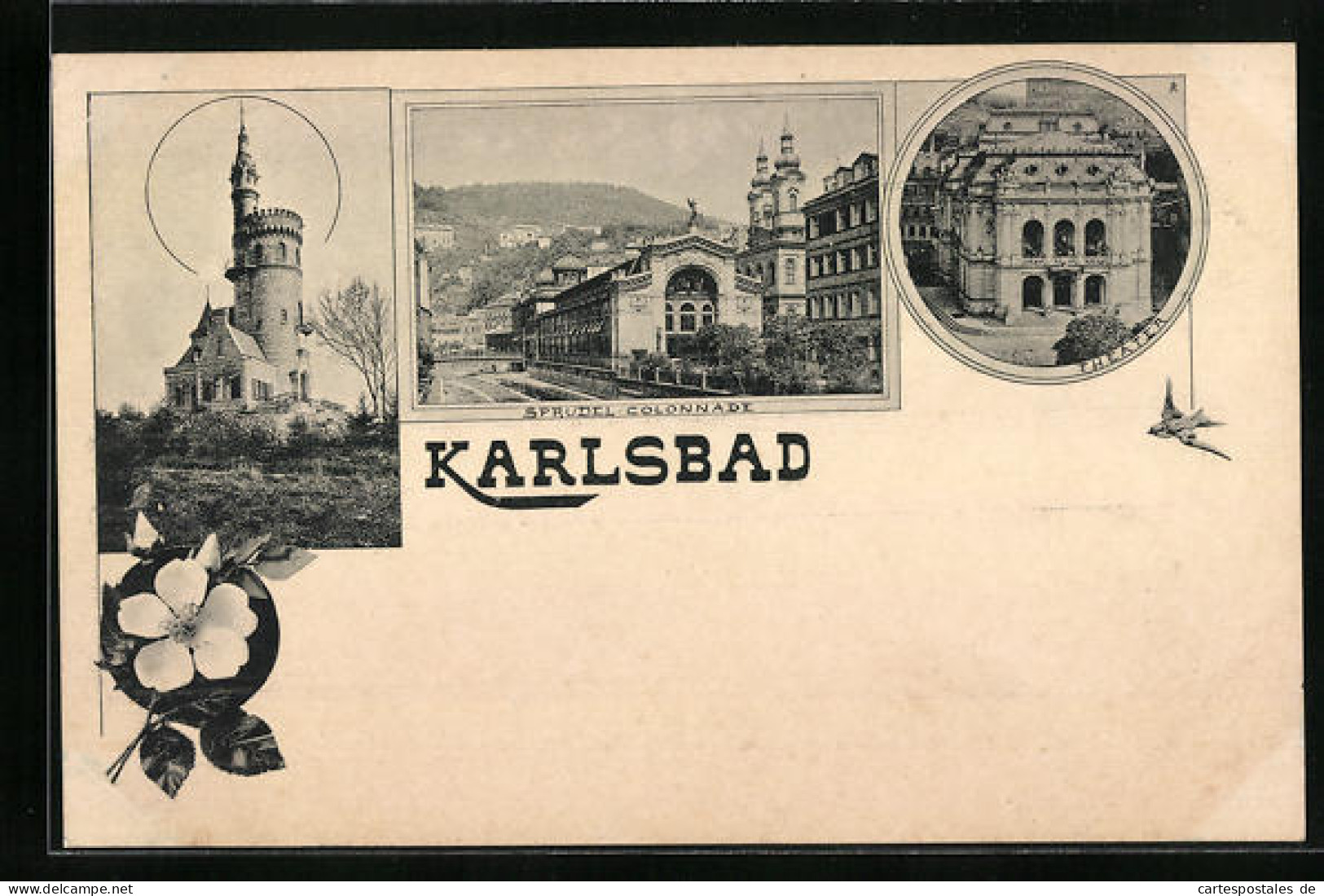 AK Karlsbad, Sprudel-Kollonade, Theater  - Tchéquie