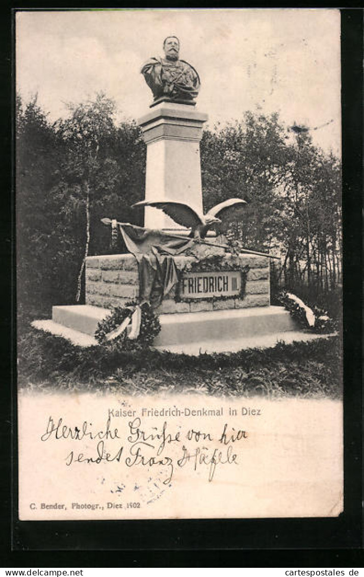 AK Diez, Kaiser Friedrich Denkmal  - Diez