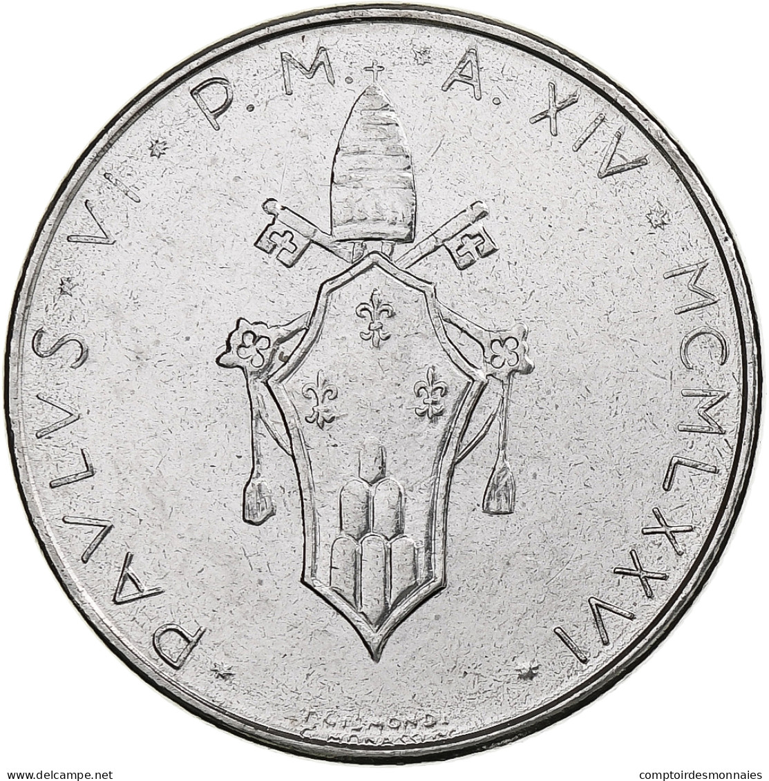 Vatican, Paul VI, 50 Lire, 1976 (Anno XIV), Rome, Acier Inoxydable, SPL+, KM:121 - Vaticaanstad