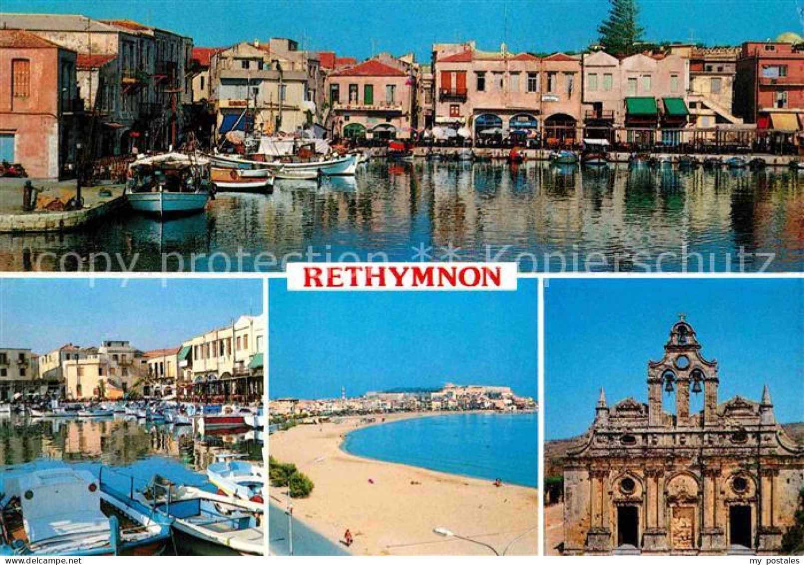 72662482 Rethymnon Kreta Hafenpartie Strand Kirche Rethymnon Kreta - Grèce