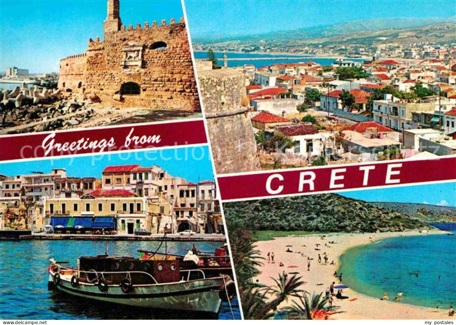 72661988 Kreta Crete Ruine Panorama Hafenpartie Strand Insel Kreta - Grèce