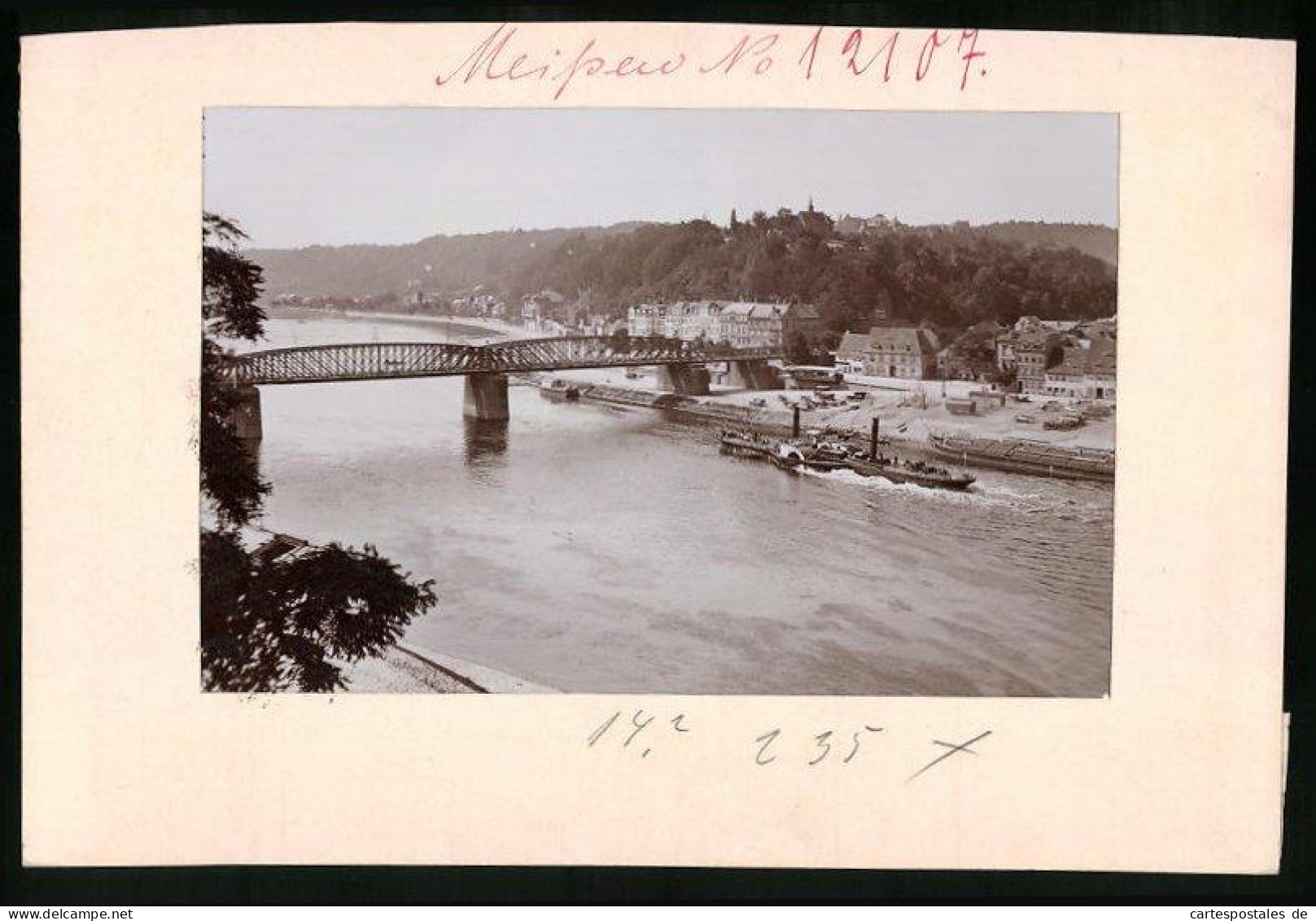 Fotografie Brück & Sohn Meissen, Ansicht Meissen I. Sa., Elbdampfer Wien Mit Elbbrücke Und Blick Zum Martinsberg  - Lieux