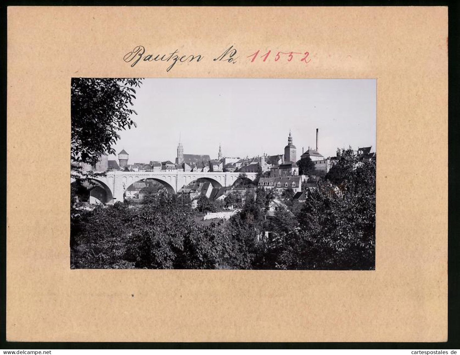 Fotografie Brück & Sohn Meissen, Ansicht Bautzen, Stadtansicht Mit Kronprinzenbrücke, Wasserturm & Kirchtürme  - Orte