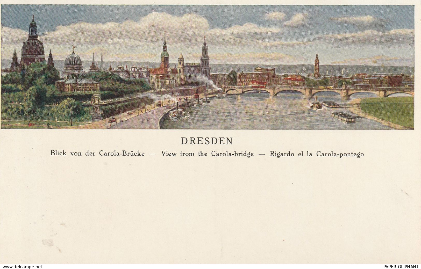 0-8000 DRESDEN, Künstler-Karte, "Blick Von Der Carola - Brücke", Verlag Adler - Dresden