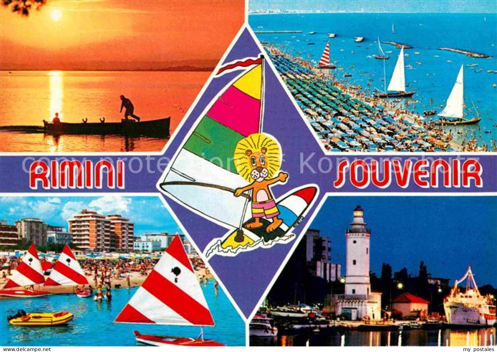 72658299 Rimini Leuchtturm Segelboot Strand  Rimini - Autres & Non Classés