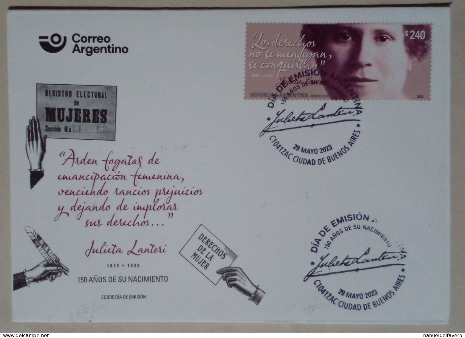 Argentine - Enveloppe Premier Jour, Thème Droits Des Femmes (2023) - Autres & Non Classés