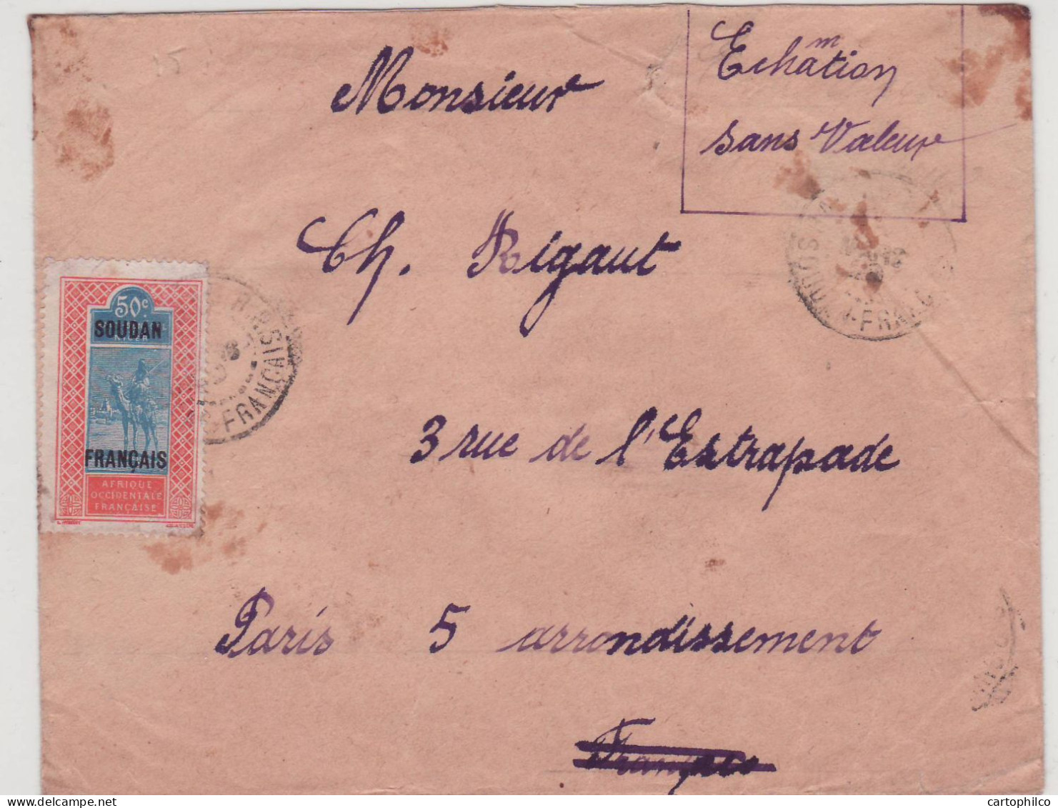 'Soudan Lettre Meharistepour Rigaut Rue De L''Estrapade France' - Lettres & Documents