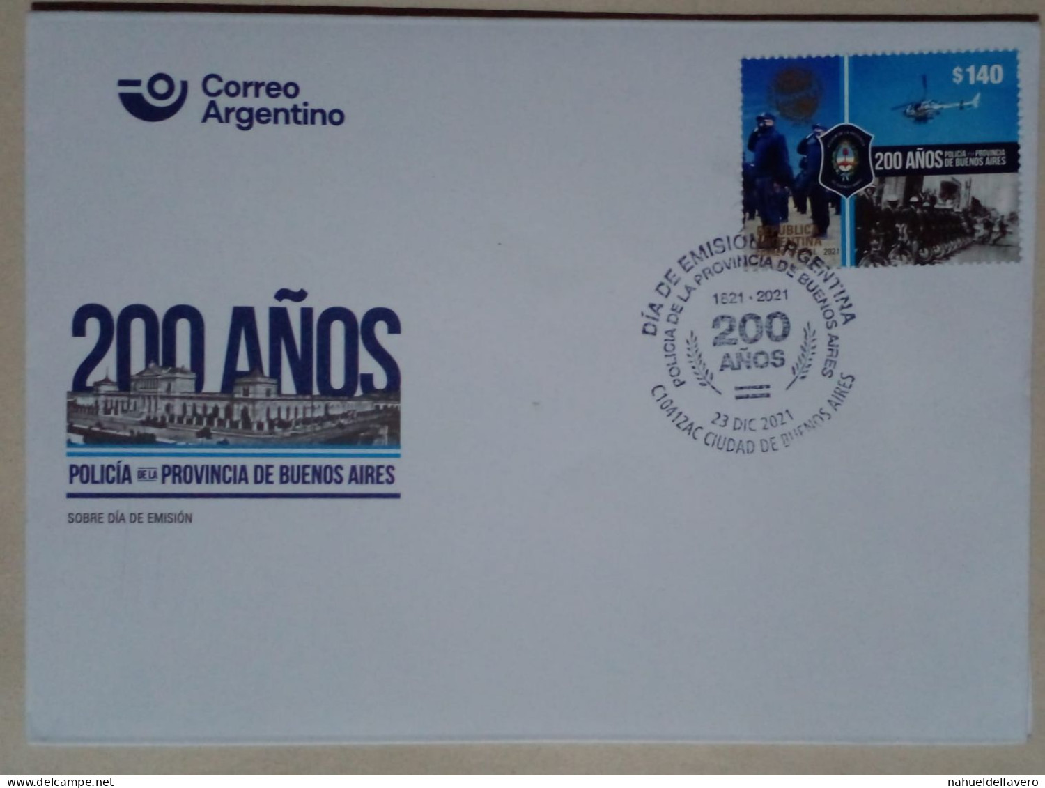 Argentine - Enveloppe Premier Jour, Thème 200 Ans De La Police De Buenos Aires (2021) - Ungebraucht