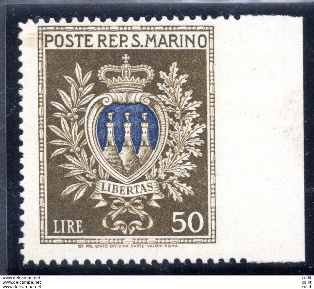 Stemmi Lire 50 N. 295d Non Dentellato A Destra - Unused Stamps