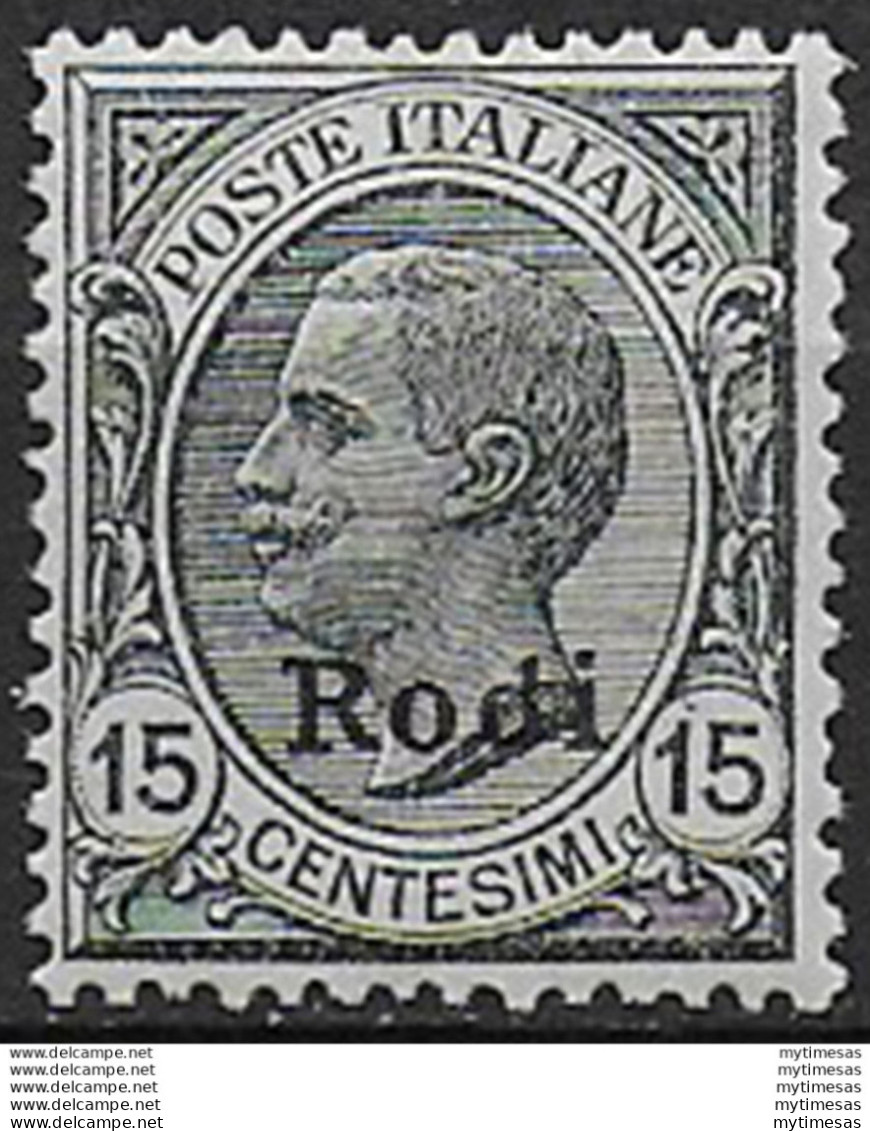 1918-22 Egeo Rodi 15c. Grigio Bc MNH Sassone N. 11 - Autres & Non Classés