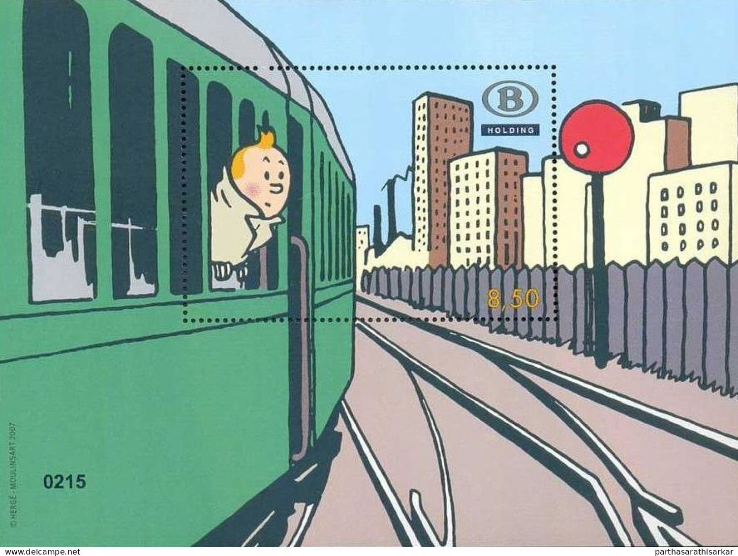 BELGIUM 2007 ADVENTURES OF TINTIN RAILWAYS VERY LIMITED KNOWN NUMBERED MINIATURE SHEET MS MNH - Comics