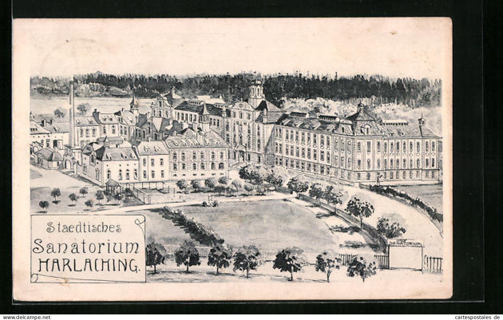 Künstler-AK München-Harlaching, Städtisches Sanatorium  - Muenchen