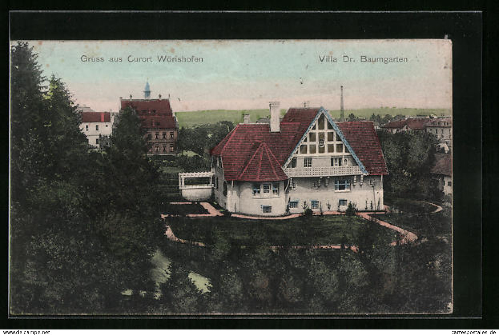 AK Wörishofen, Villa Dr. Baumgarten Aus Der Vogelschau  - Bad Woerishofen