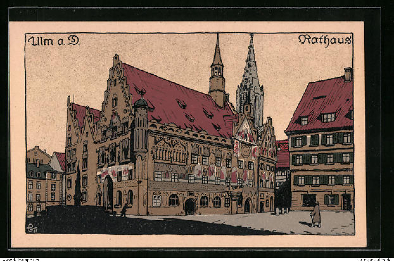 Steindruck-AK Ulm A. D., Altes Rathaus  - Autres & Non Classés