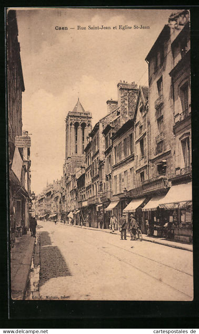 CPA Caen, Rue Saint-Jean Et Eglise St-Jean  - Caen