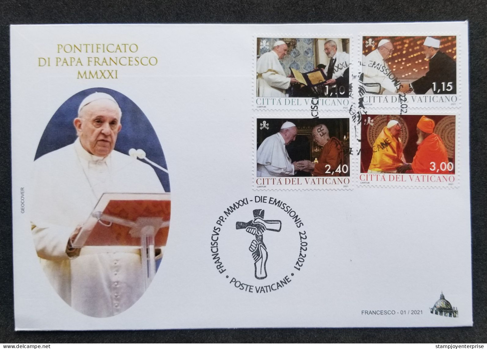 Vatican Interfaith Dialogue Efforts Of Pope Francis 2021 (FDC) - Lettres & Documents