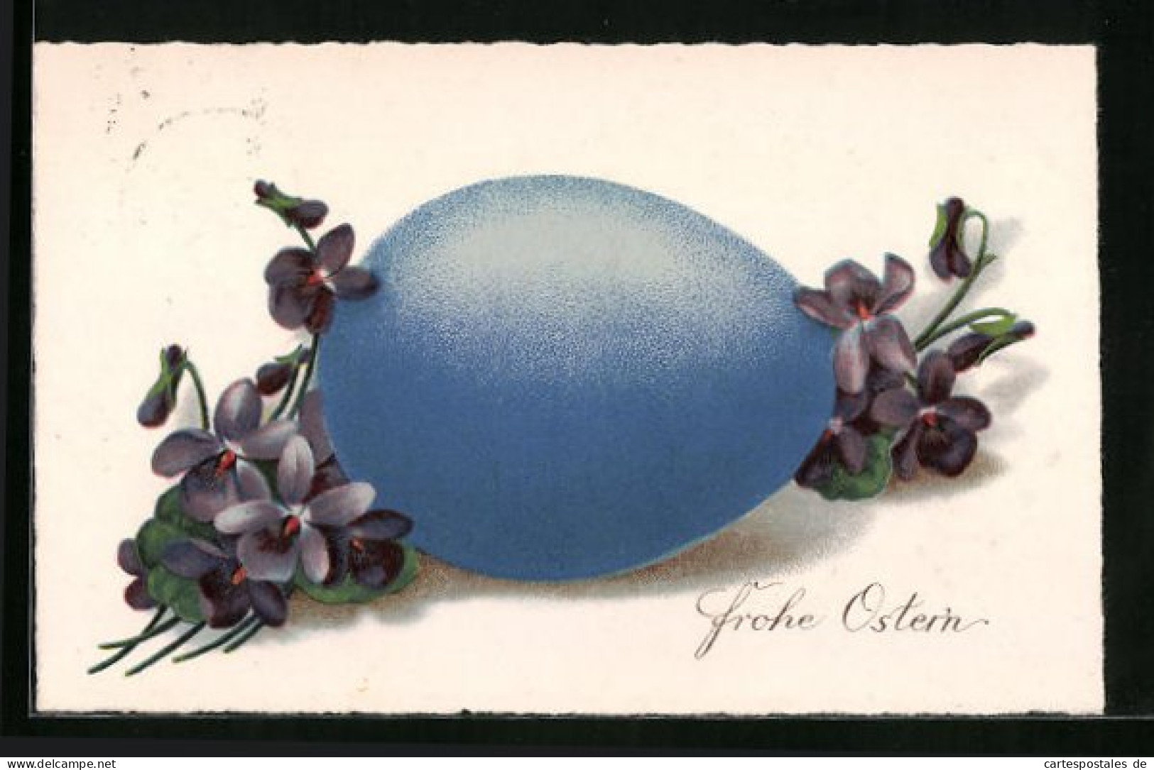 Lithographie Osterei Mit Veilchen  - Easter