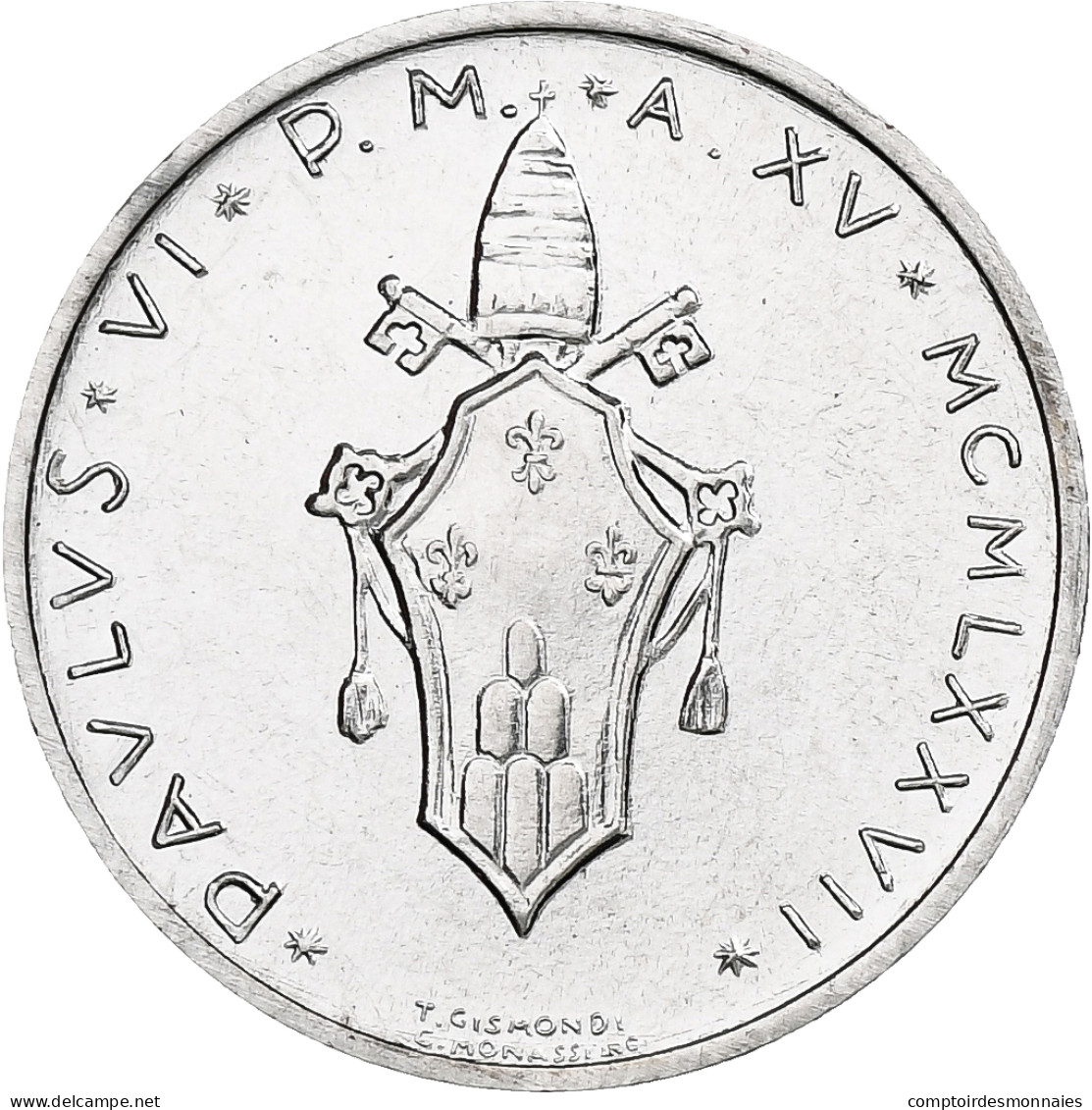 Vatican, Paul VI, 1 Lire, 1977 - Anno XV, Rome, Aluminium, SPL+, KM:116 - Vatikan