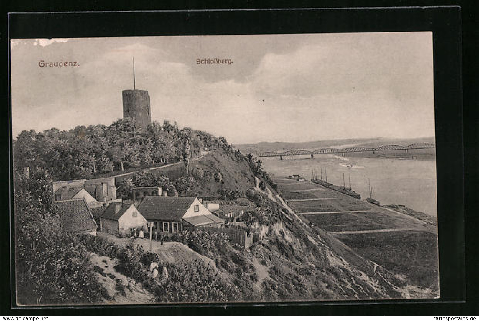 AK Graudenz, Ortspartie Am Schlossberg, Brücke  - Westpreussen