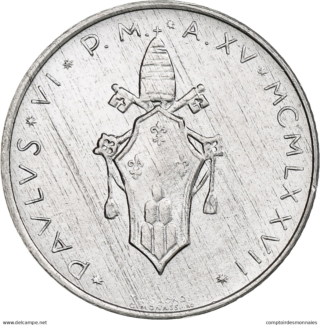 Vatican, Paul VI, 2 Lire, 1977 - Anno XV, Rome, Aluminium, SPL+, KM:117 - Vaticaanstad