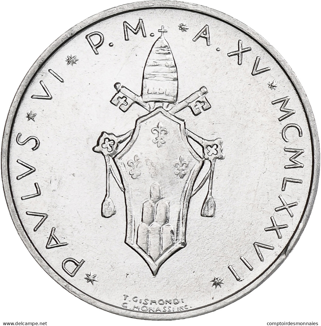 Vatican, Paul VI, 5 Lire, 1977 - Anno XV, Rome, Aluminium, SPL+, KM:118 - Vatican