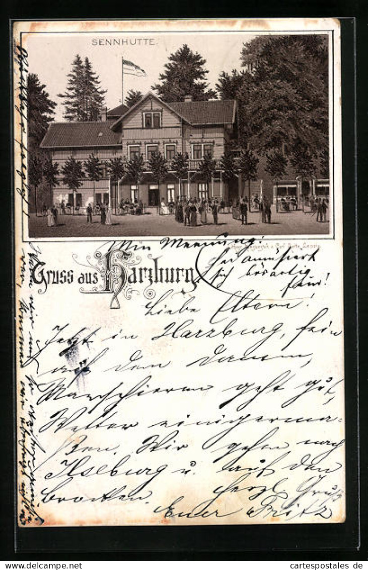 Vorläufer-Lithographie Harzburg, 1893, Sennhütte  - Bad Harzburg