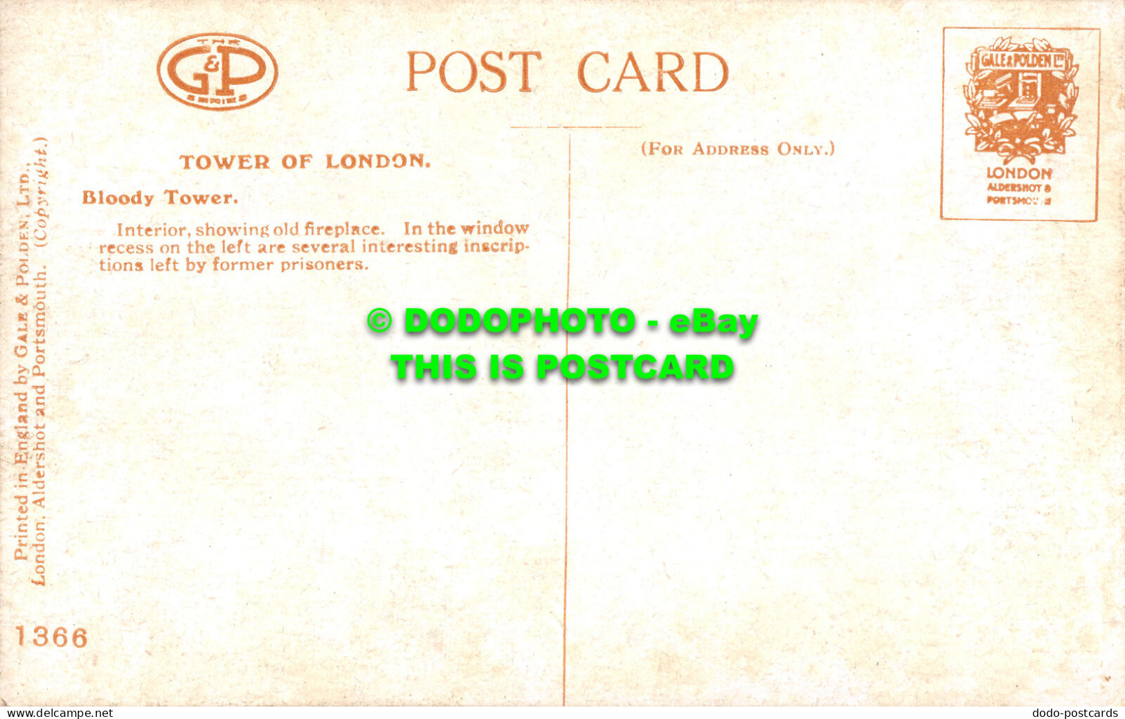 R501573 Tower Of London. Bloody Tower. Gale And Polden - Other & Unclassified