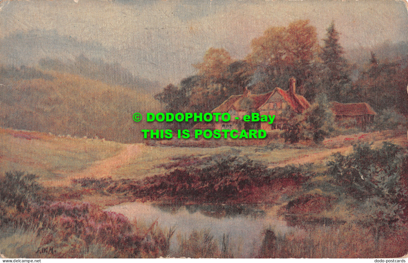 R501866 Unknown Old House. Pond. Oilart Series. No. 2933. 1921 - Monde