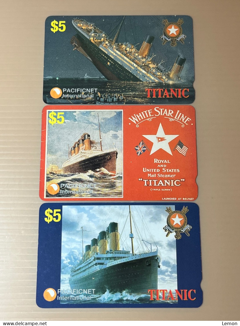 Mint Australia Pacificnet Phonecard - TITANIC (EX 500), Set Of 3 Mint Cards - Australien
