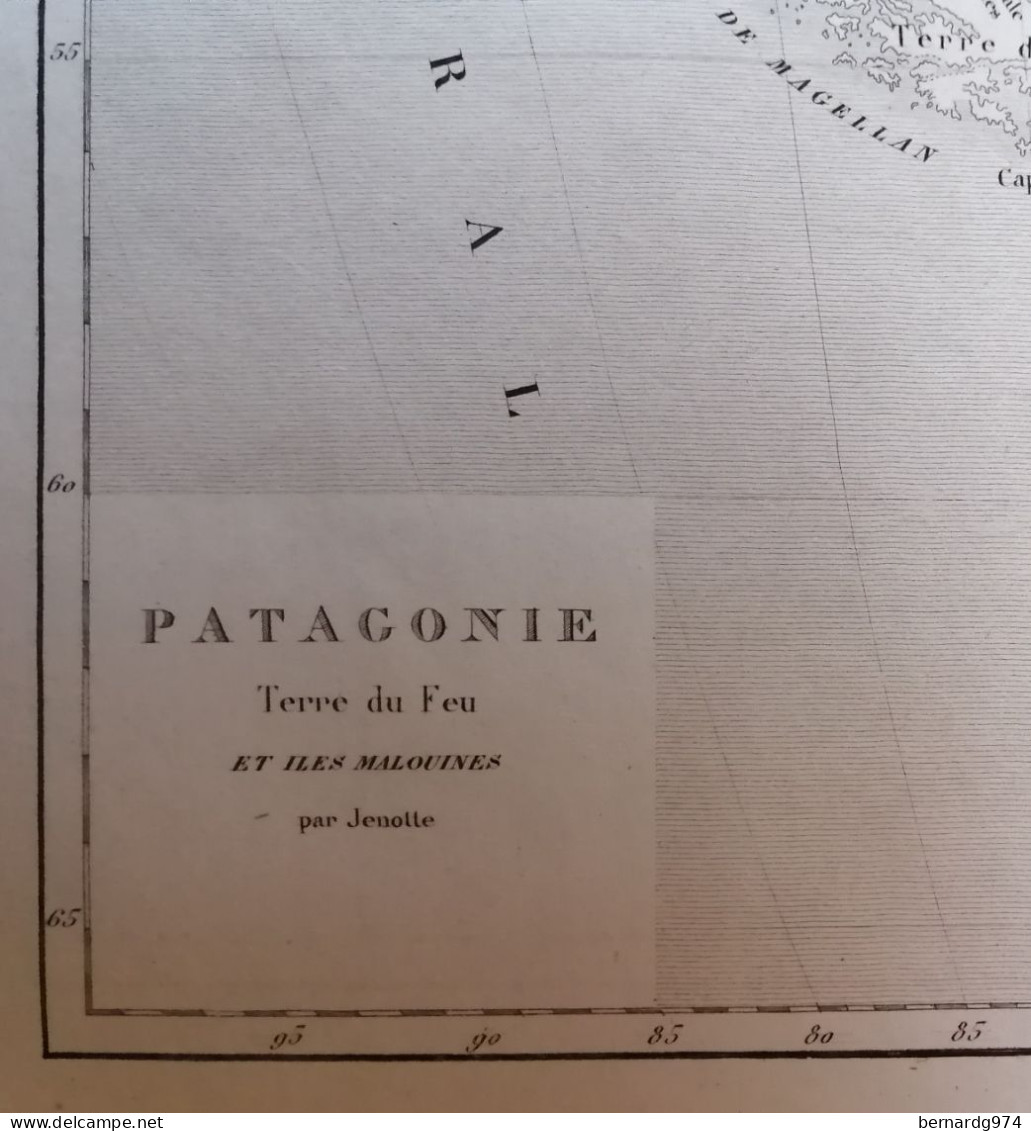 Argentine Chili Patagonie : Three Antique Maps  Jenotte (1840)  Perrot (1834)  Monin (1835) - Geographical Maps