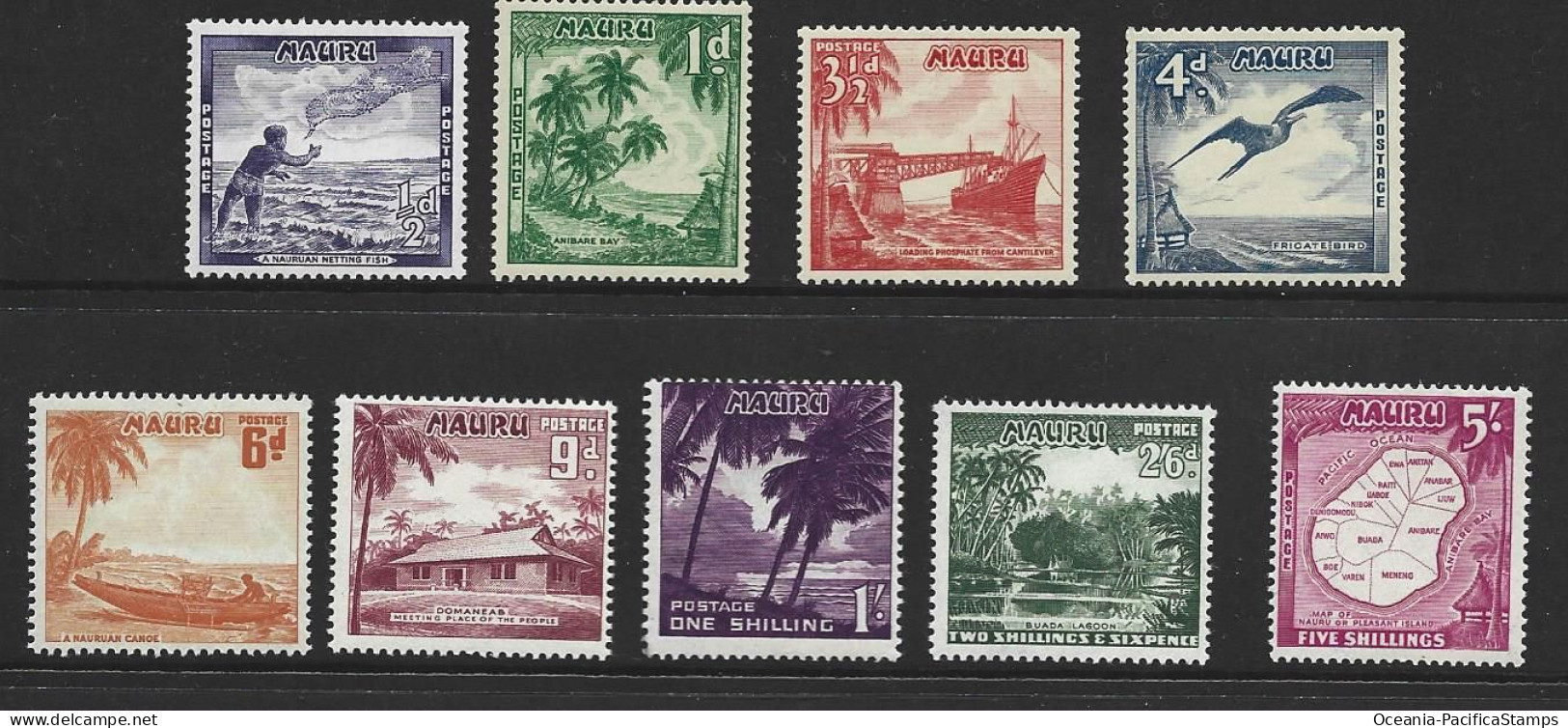 Nauru 1954 Definitives Set Of 9 MNH - Nauru