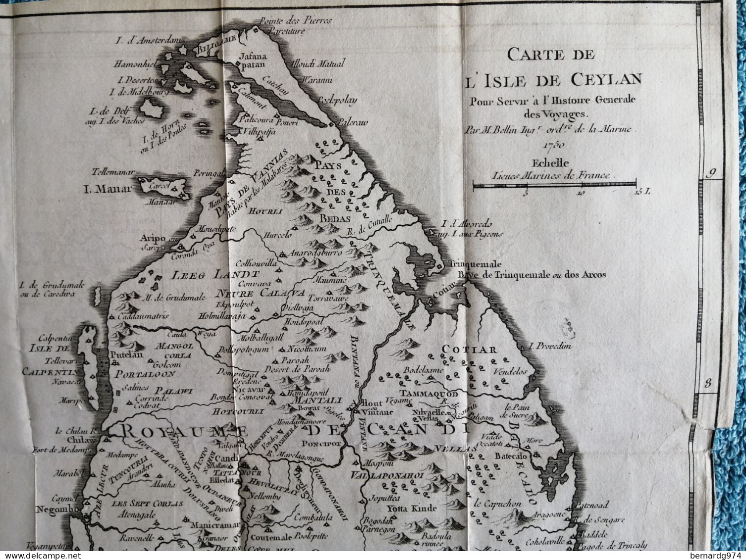 Sri Lankā : Antique Map Abbé Prévost « Carte De L’Isle De Ceylan » (1750) - Geographical Maps