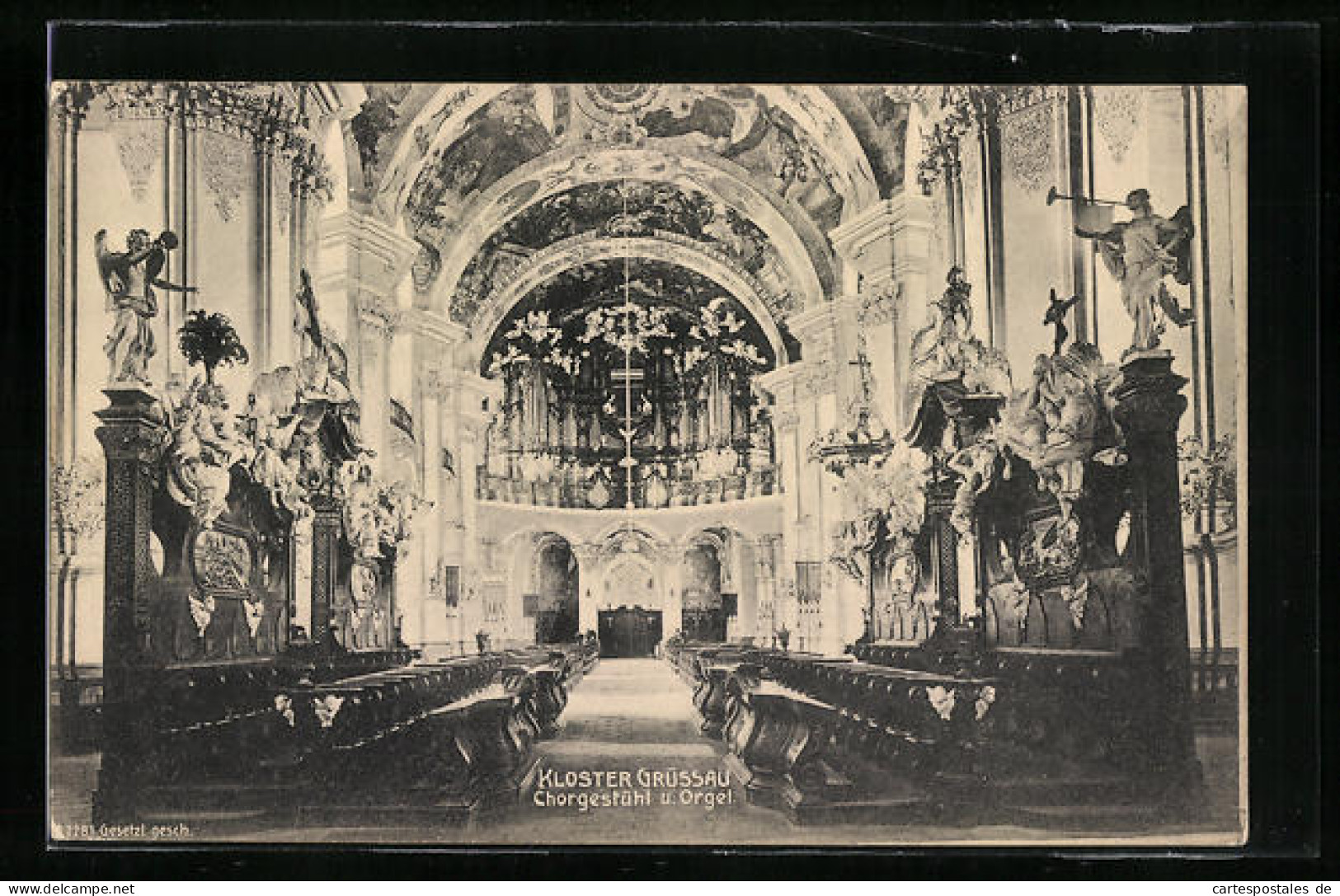 AK Grüssau, Chorgestühl Und Orgel In Der Cistercienser-Klosterkirche  - Schlesien