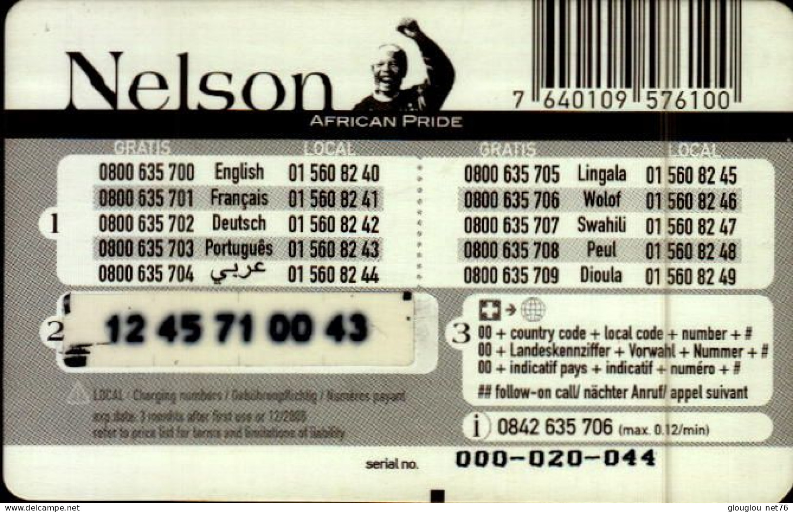 TELECARTE ETRANGERE....NELSON MANDELA... - Personen