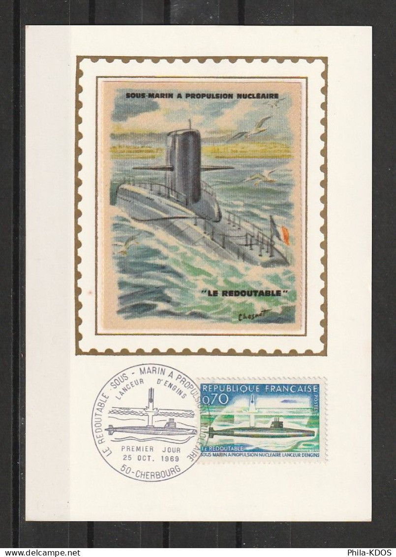 " LE REDOUTABLE " Sur Carte Maximum Sur Soie De 1969 N° YT 1615 Parfait état CM à Saisir !!! - Submarines