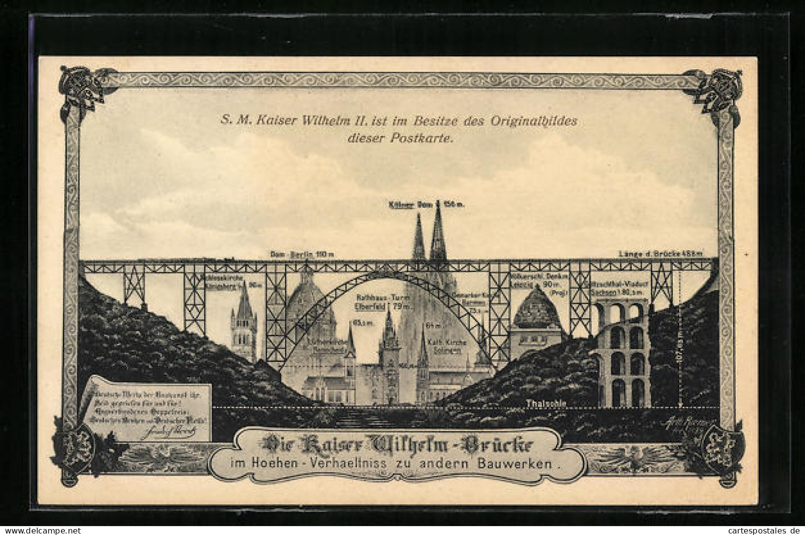 AK Solingen, Die Kaiser Wilhelm-Brücke Im Höhen-Verhältnis Zu Anderen Bauwerken  - Solingen