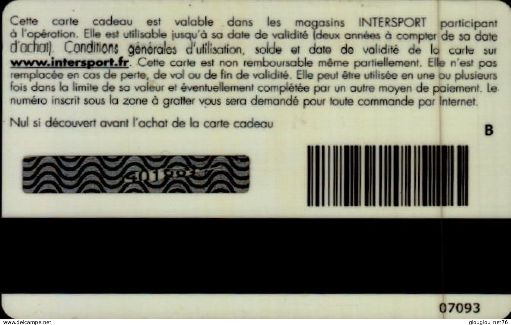 CARTE CADEAU...INTERSPORT...ROMAIN BARRAS.. - Cartes De Fidélité Et Cadeau