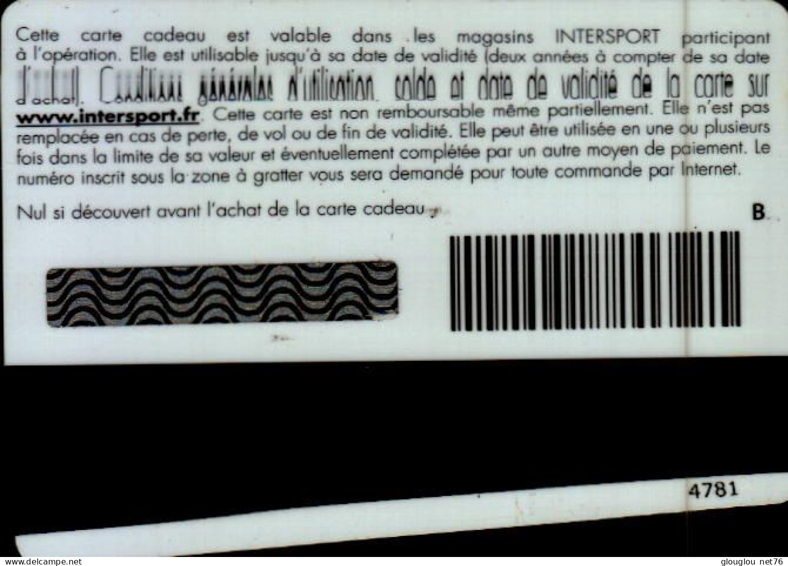 CARTE CADEAU...INTERSPORT...ROMAIN BARRAS - Gift And Loyalty Cards