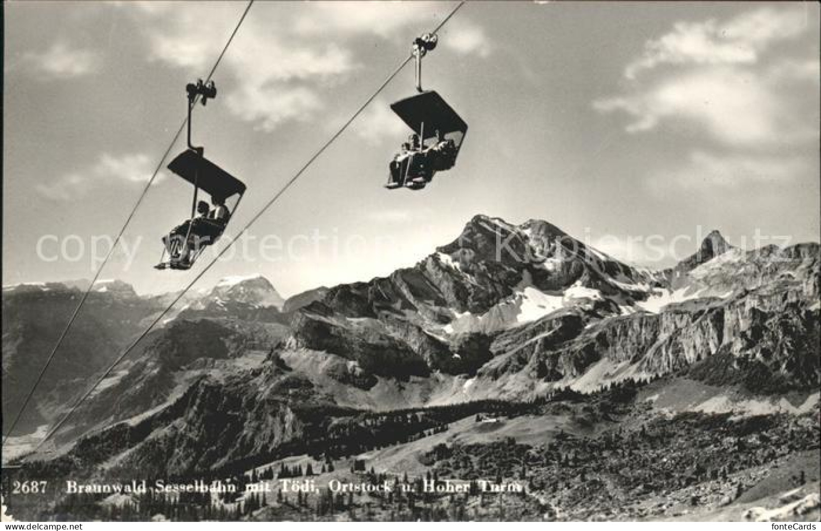 11758799 Braunwald GL Sesselbahn Mit Toedi Ortstock Hoher Turm Berghaus Gumen Br - Andere & Zonder Classificatie