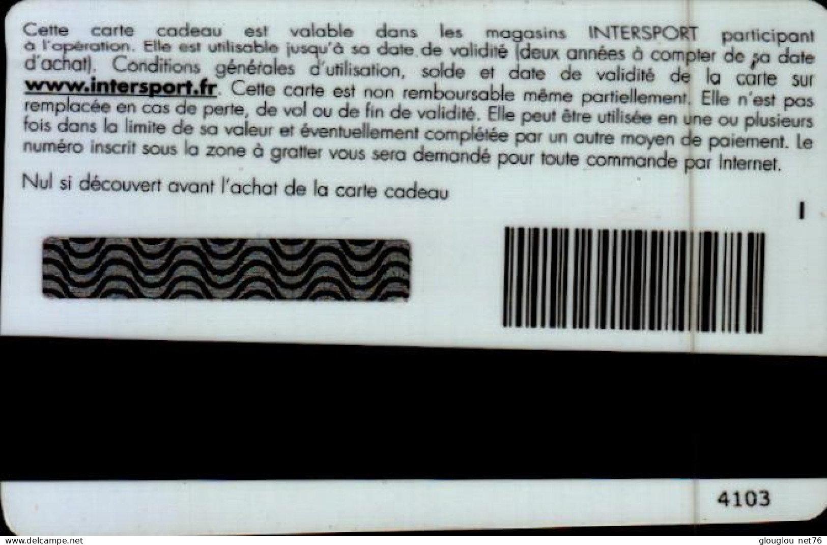 CARTE CADEAU...INTERSPORT...TEDDY TAMGHO - Gift And Loyalty Cards