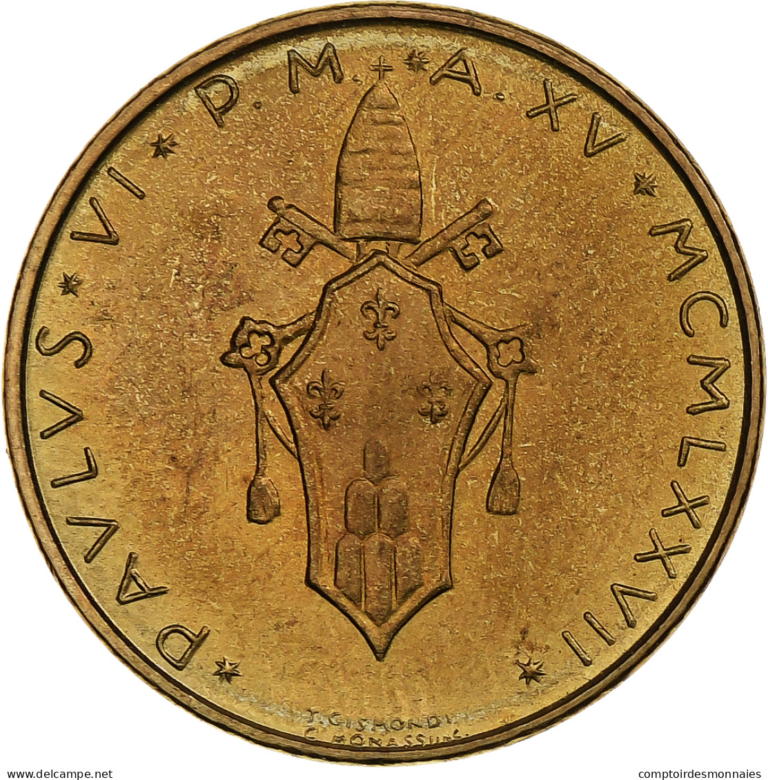 Vatican, Paul VI, 20 Lire, 1977 - Anno XV, Rome, Bronze-Aluminium, SPL+, KM:120 - Vatican