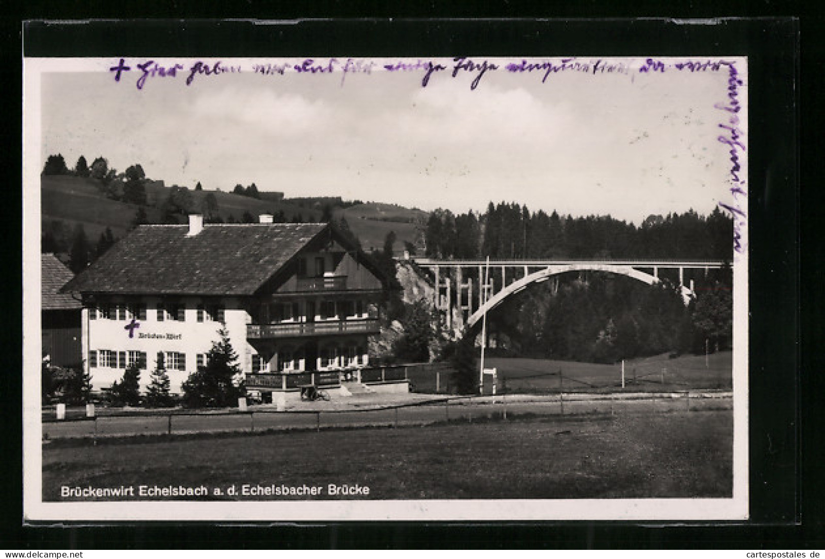 AK Echelsbach, Gasthaus Brückenwirt A. D. Echelsbacher Brücke  - Autres & Non Classés