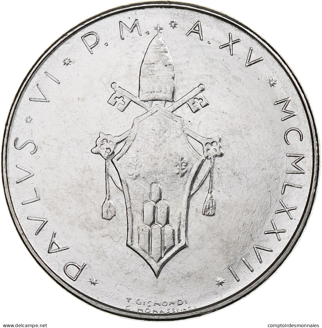 Vatican, Paul VI, 100 Lire, 1977 - Anno XV, Rome, Acier Inoxydable, SPL+, KM:122 - Vatican
