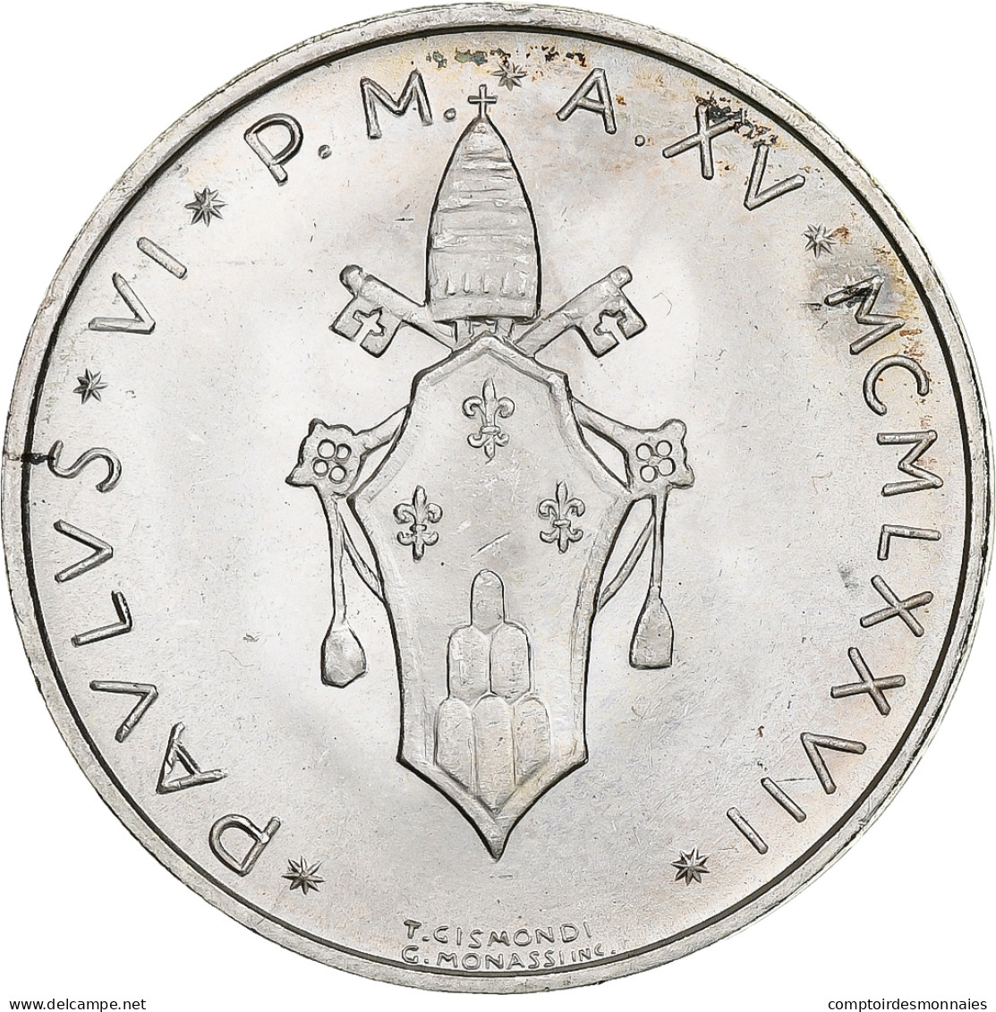Vatican, Paul VI, 500 Lire, 1977 - Anno XV, Rome, Argent, SPL+, KM:132 - Vaticano