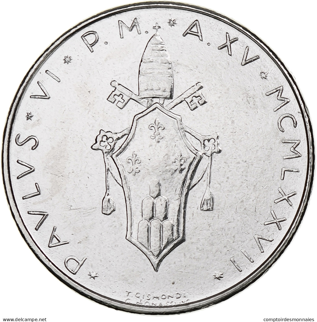 Vatican, Paul VI, 50 Lire, 1977 - Anno XV, Rome, Acier Inoxydable, SPL+, KM:A121 - Vatican
