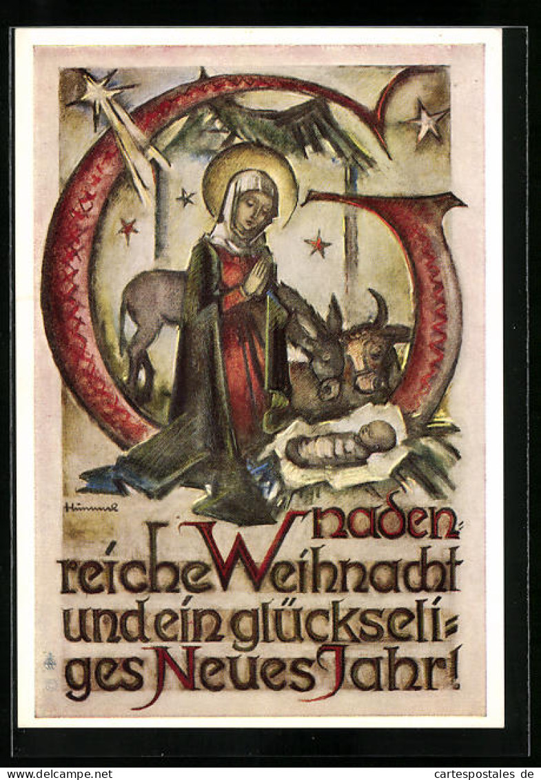 Künstler-AK Hummel: Betende Maria Und Jesuskind, Festtagsgruss  - Hummel
